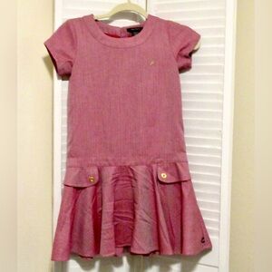 Nautica Girls Size 10 Pink Chevron Drop Waist School girl Dress